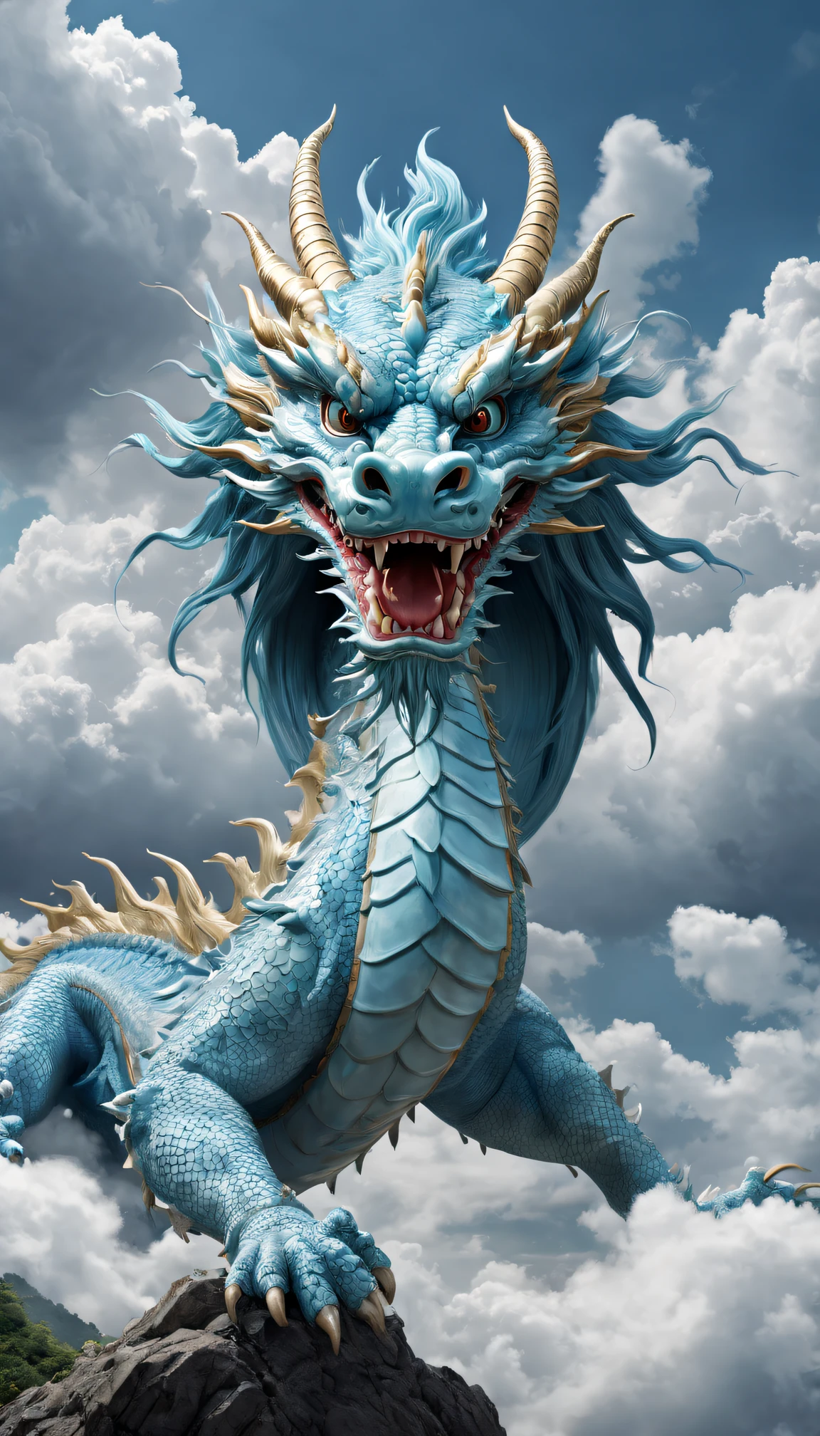 wide angles, light blues(Chinese dragon anthropomorphism), safe,dramatic clouds,(depth of fieldutterflys,Rich details, Wide sky, (sense of vastness),Energy and vitality, Complicated details.(Best quality, A high resolution, tmasterpiece:1.2), (actual:1.37), HighDynamicRange。