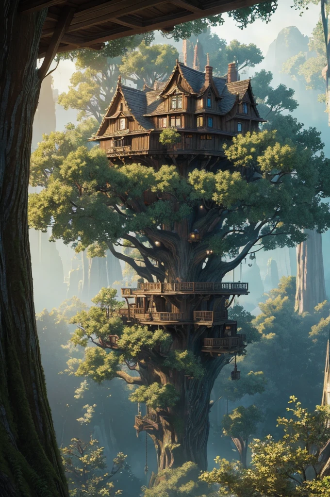 (((Masterpiece))), best quality, ultra-detailed CG unity 8k wallpaper, treehouse