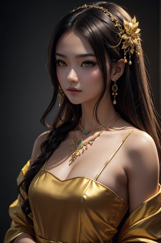 best quality, masterpiece, highres, 1girl,china dress,hair ornament,necklace, jewelry,Beautiful face,upon_body, tyndall effect,photorealistic, dark studio, rim lighting, two tone lighting,(high detailed skin:1.2), 8k uhd, dslr, soft lighting, high quality, volumetric lighting, candid, Photograph, high resolution, 4k, 8k, Bokeh,