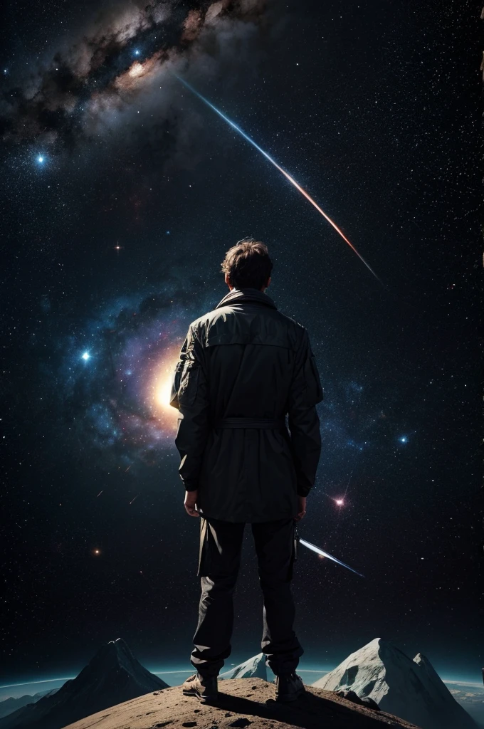 Man at edge of creation of the universe