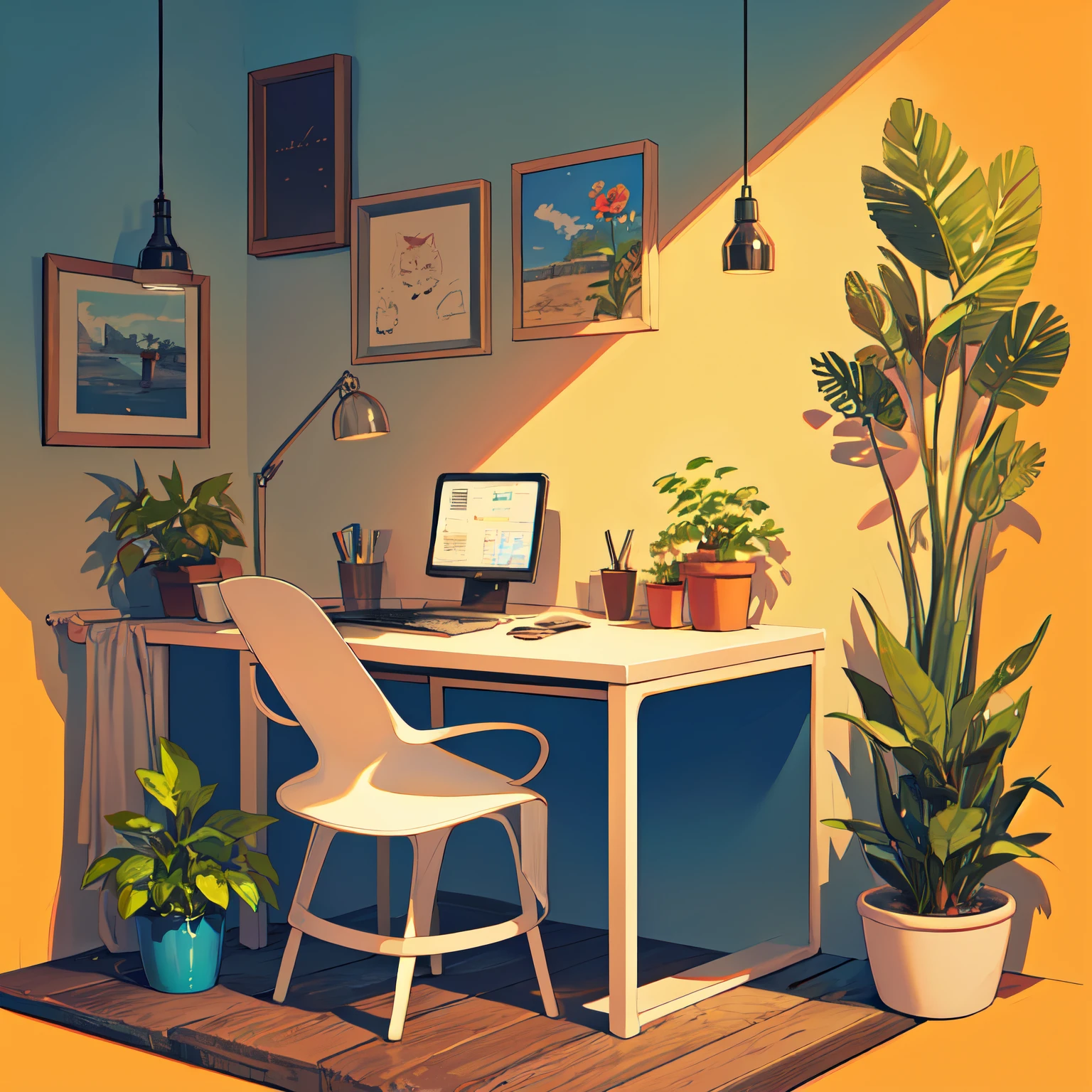 Light retro color, flat, Grainy, RISO Print Style, illustartion, Cute, empty space, Low saturation, animal, Beach, cat, chair, computer, a cup, drink, drinking glass, drinking straw, flower, food, ,  CUBE, sheet, Mug, NOhumans, Orange background, palm tree, pencil, plant, potted plant, Sand, a table, a tree, 独奏, sitting, a cup, NOhumans, ombre, animal, sheet, chair, phone, cat, cellphone, plant, Orange background, potted plant, lamp, animal focus, whiskers