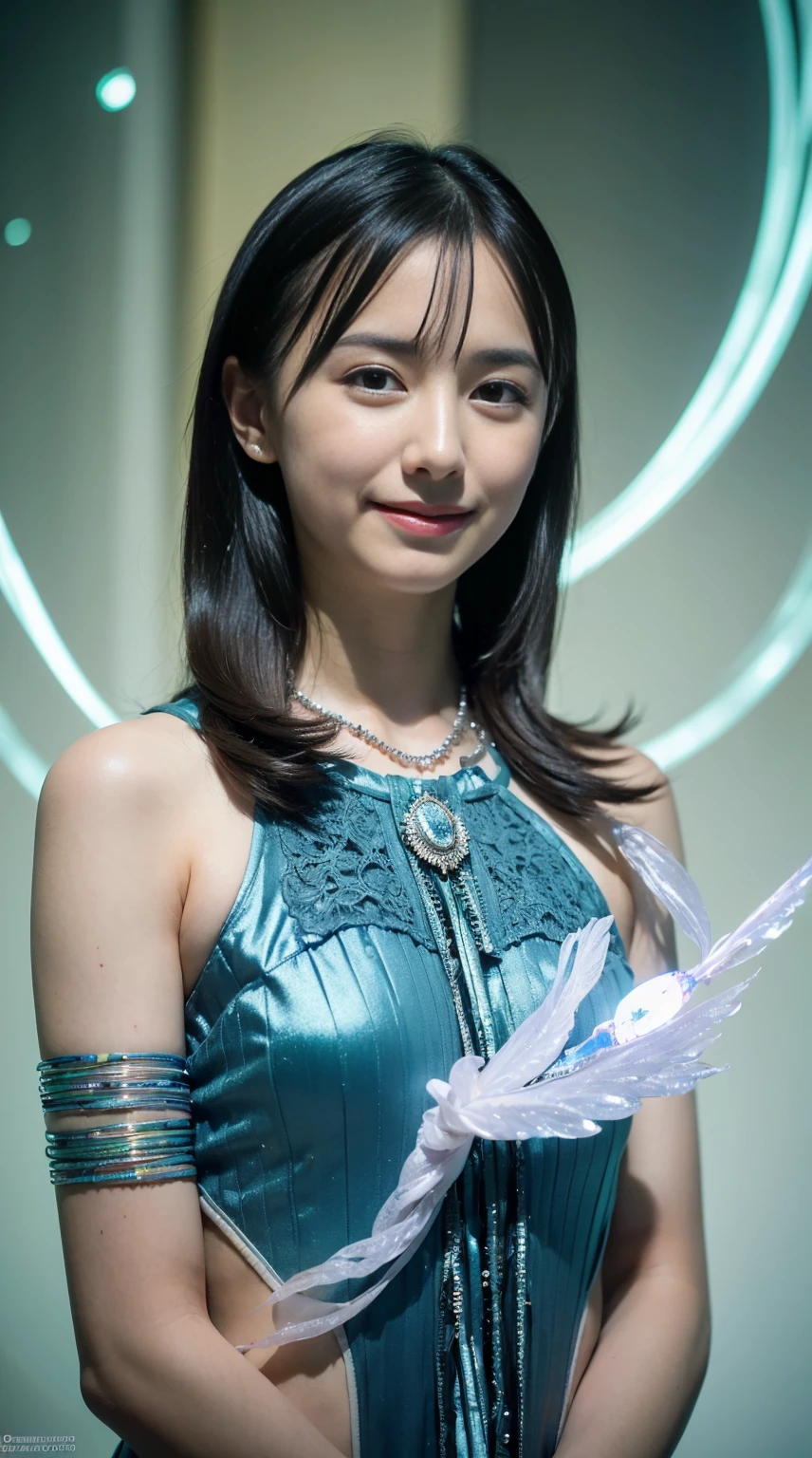 (one beautiful teenage italian girl:1.6),8K portrait, 最high quality, very high resolution,((Dim studio shooting))、((柔らかい間接照明で影の少ない美しいface、beautiful skin))、 (((dim background:1.6))),((Beautiful hair backlit))、((beauty of movies))）， (get used to it iridescent bodysuit with beautiful fractal or marble design:1.5), incredibly spectacular scene, ((high quality)), ((get used to it)), ((fantasy)),   Focus face, good looking, (((emilia clarke:0.6))), (((emma watson:0.3))),(((jennifer connelly:0.4))), ( face:1.5), 上品なface立ち， (sexy and glamorous:1.1), (coquettish expression:1.6), (smile seductively:1.6), (whole body), (erotic pose:1.6), (model pose:1.6), 美しい魅惑的なface, portrait, (thick eyebrows:1.4), (big scarlet eyes:1.2), Beautiful eyes with high bilateral symmetry, (highly detailed eyes:1.4), (high resolution blue eyes:1.1), 親密なface, (Highly detailed skin texture:1.4), white skin,perfect anatomy, thin, (Beautiful toned body:1.5), hair ribbon, (moist skin:1.2), no makeup, (bear:1.1), excellent anatomy,nice, sweet,  (A delicately crafted necklace is wrapped around her neck......), (nffsw:1.5),  Hyper get used to it, beautiful black hair,　(She is adorned with jewels、She wears a gauntlet with a delicate and very beautiful design..。..:1.1), 
