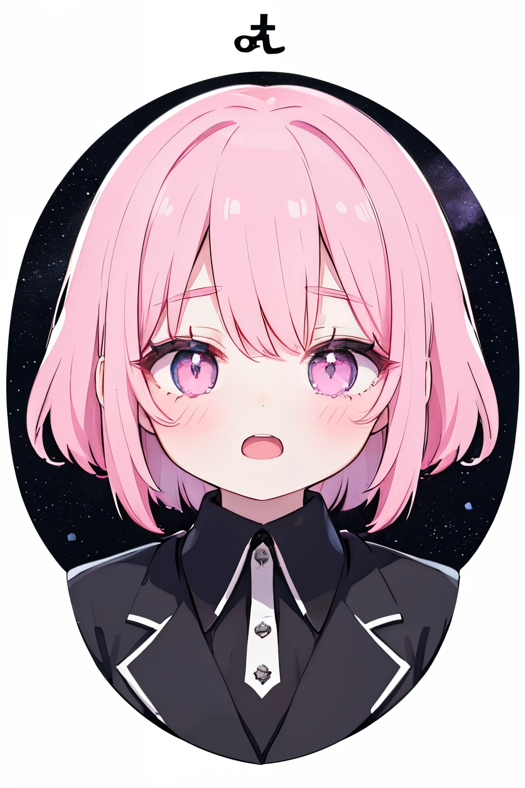 2 girls, 2 people. black and pink hair, long and short hair, in a high school uniform, whitebackground, upper-body, Big Faces, look at the viewer, with admiration, with stars and hearts in the eyes, open mouths