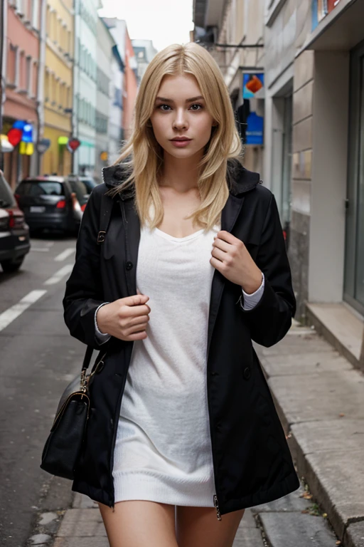 generally attractive russian blonde woman with clothes