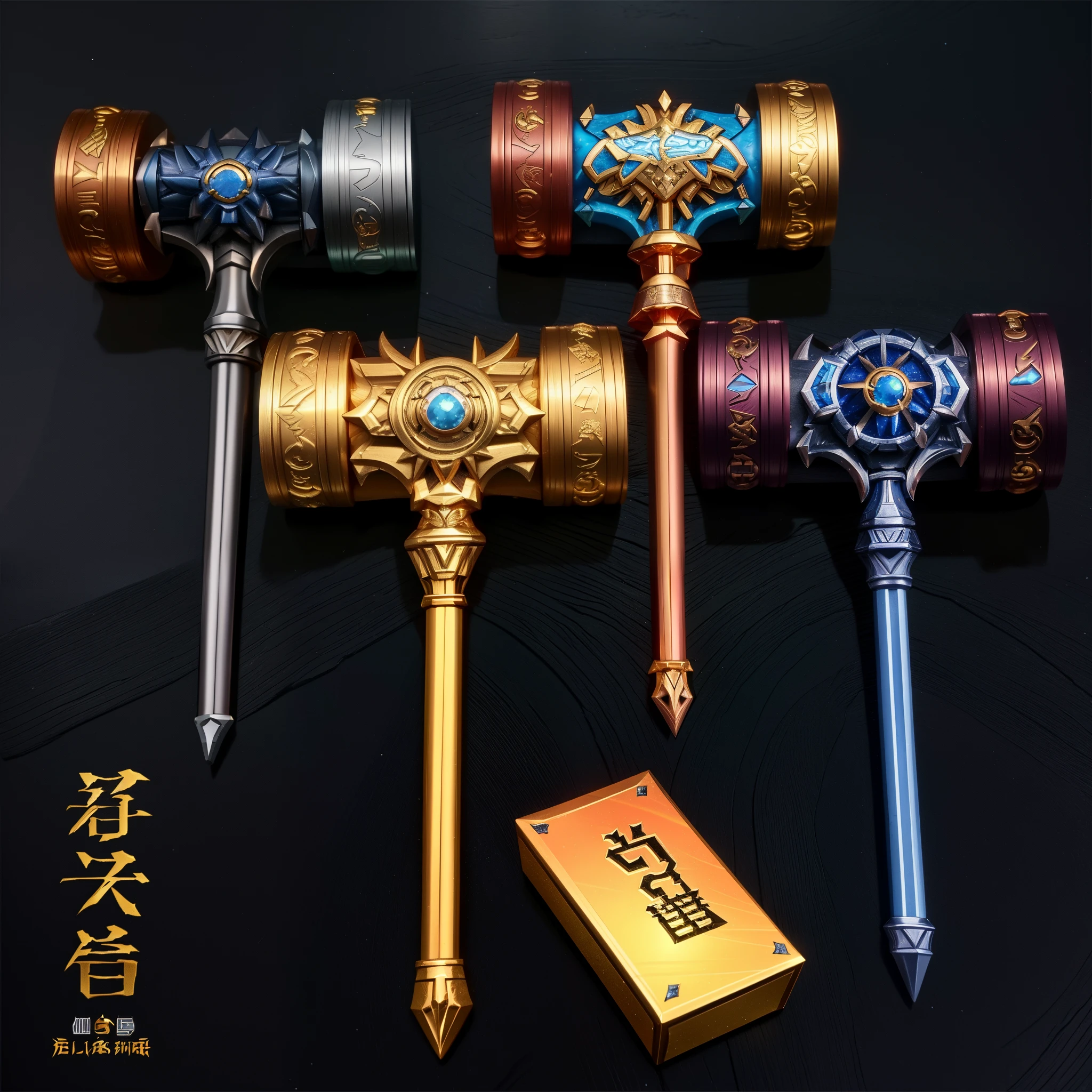 Toys, swords, rooster shapes