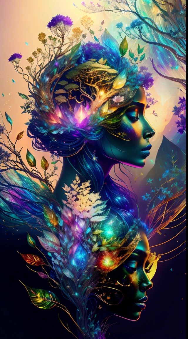 Plant Maiden,Vine princess sony witch beautiful line art photo,Use gold strokes and rainbow paint,Golden Maiden,golden example,Melted wax,Visible brush strokes,surrounded by crystal spheres,3D Mosaic Wireframe,neuroimaging,neurons,The Tree of Life,colours,California,,Oil on canvas,Thick strokes,insanely details,8k ultra high definition,tmasterpiece,art stations,hyper realisitc,plant witch,Vine Queen,Witch of Thorns