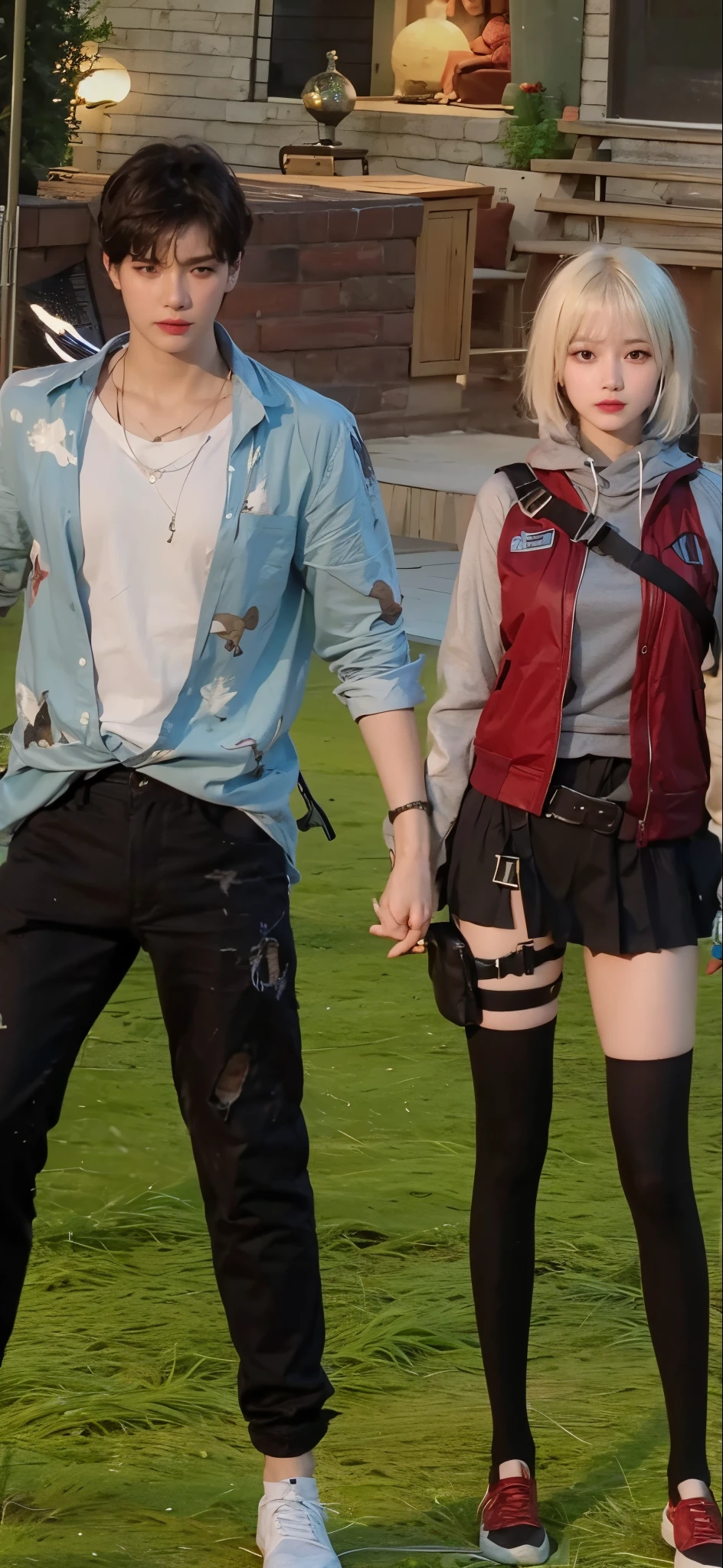 girl and boy, a couple love, 4k, very detail, realistic,