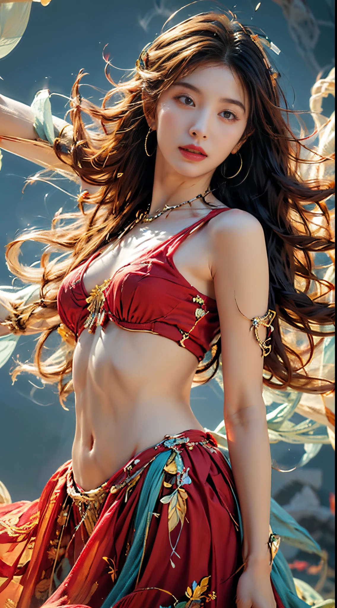 NSFW, strokes of flowers, 1 sister, Alone, Hanfu, old_china idol_architecture, flower field, blooming flower, (White smoke:1.hot reality:1.4), tangled, datura, wring, offcial art, Unity8k wallpaper, ultra - detailed, Beautiful and beautiful, tmasterpiece,Best quality, (dynamic angle:1.4), Glowing skin, (Colorful sparks floating:1) Chaos in its most beautiful form, Elegant, Fauvistdesign, vibrant with colors, romantic depth of field exotic_dance, half turtle_Upper body, NSFW, lightand shade contrast, 电影灯光