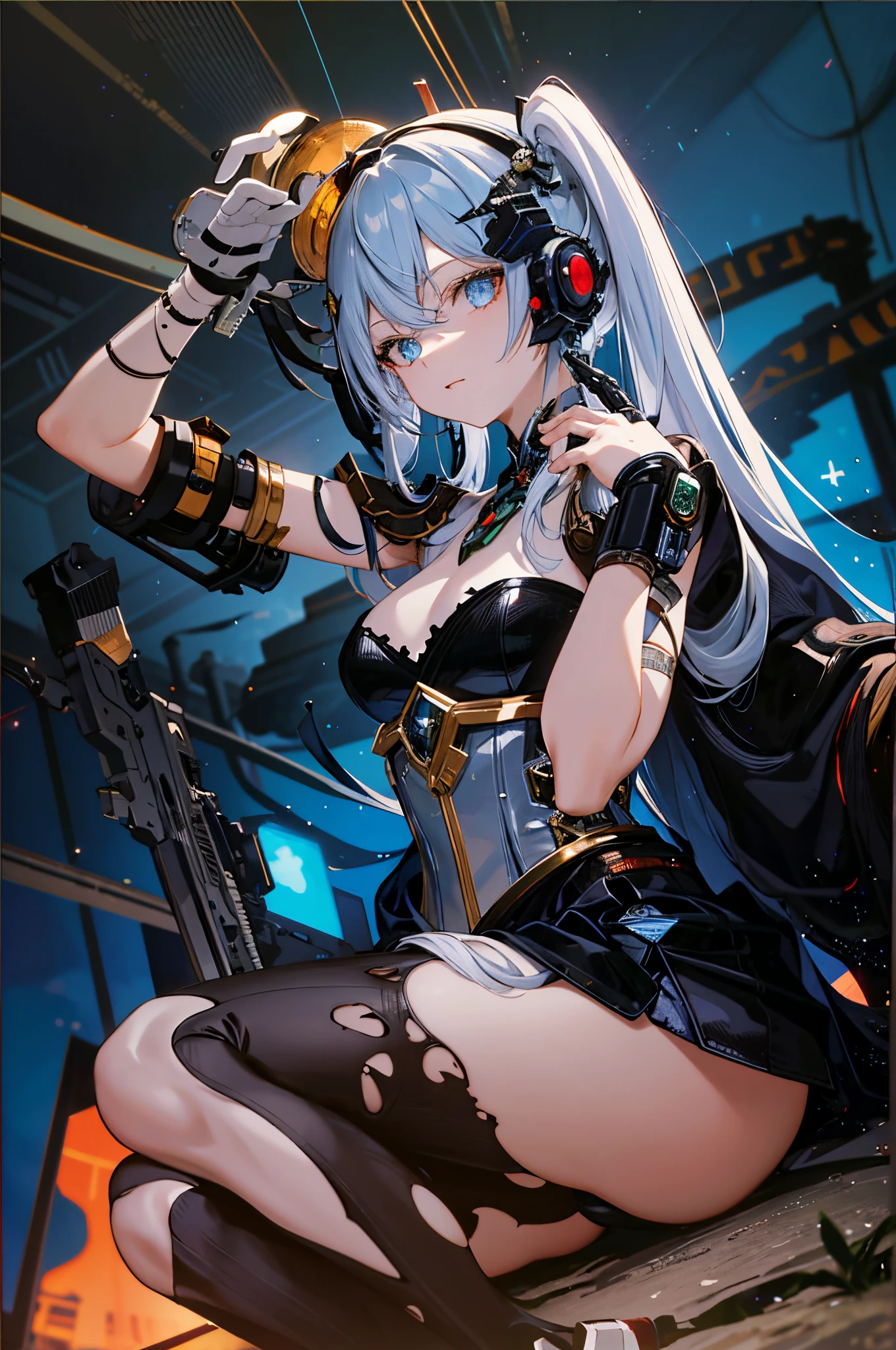 masterpiece, Highest quality, Super detailed,Perfect human body, figure,(One girl),Beautifully detailed head,Full body painting,Full Art, NSFW,high head and body,female robot,1girl,rainbow color eyes,silver skin color,Armor is deep gray color,objet head,telescope head,Monocular,Big Breasts,blade shoulder,Volumetric thighs,glamorous,Open pussy,Sexaroid,Expressionless,View your viewers,,sex,pussy juice,creampie,penis in pussy,A pair of futanari girls and girls,Futanari penis