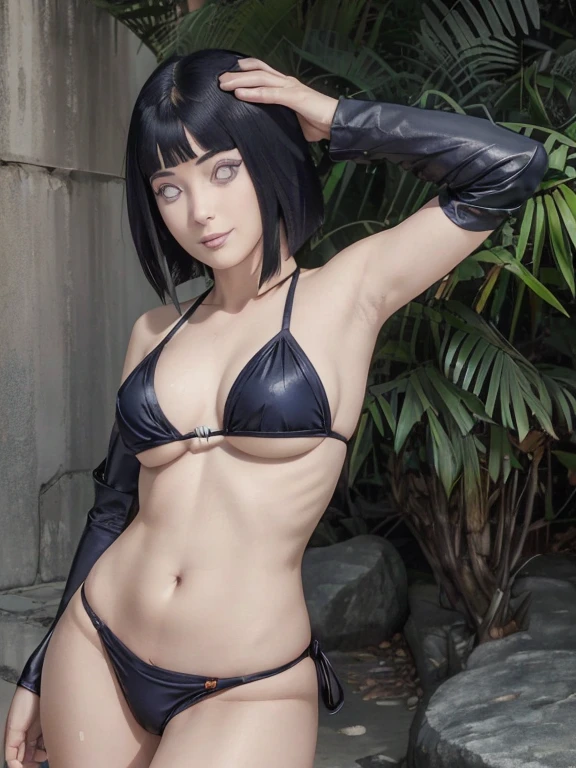 (papel de parede, Standing full body, (Hinata\(Boruto\), 4k, cabelo longos, Athletic body, coxas torneadas, Tiro de corpo inteiro, Mature female, (Curvy:0.8), sozinho, estilo anime, foco nítido, arte profissional, detalhes intrincados, fundo detalhado da praia, colorido, cores vibrantes, vivid colors, Mistura digital, corpo ultra detalhado, cabelo ultra detalhe, ultra detalhe face, trending on pixiv, cores muito quentes, dia ensolarado, ao ar livre, Detailed bold arm lines, high color saturation, linhas em negrito, linhas de desenho em negrito),
(Standing, boca fechada, sorriso gentil, extremamente feliz, Uppercut),
((cor do cabelo azul escuro:1.1), bikini)),
(olhos perfeitos, Sciera branco, olhos brilhantes, olhos brancos, olhos de anime, smoky eyeliner, somble branca, corpo esguio, MILF, umbigo, virilha, barriga chapada, rosto perfeito, coxas perfeitas),
(Coxas, Seios grande ultra detalhados, perna, seios grandes, ombros detalhados, linhas das axilas, (linhas de costela))