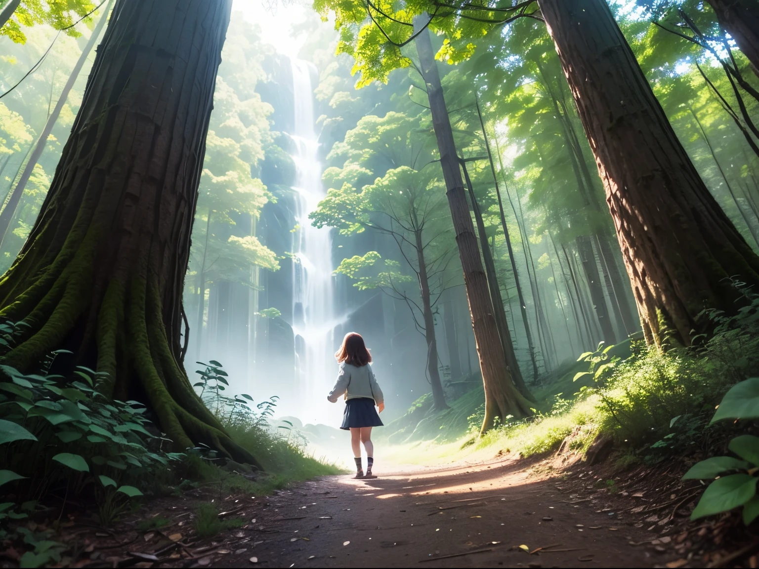 One day, While exploring deep in the forest, little ??? girl lily、I encountered something strange。, Sparkling portals. seduced by curiosity, Lily took a brave step., She found herself in a world she had never seen before... A colorful rainbow flowed across the sky, And the air was filled with a soft hum of invisible wonder...Little did Lily know.., This was the beginning of an extraordinary adventure that would change her life forever..
