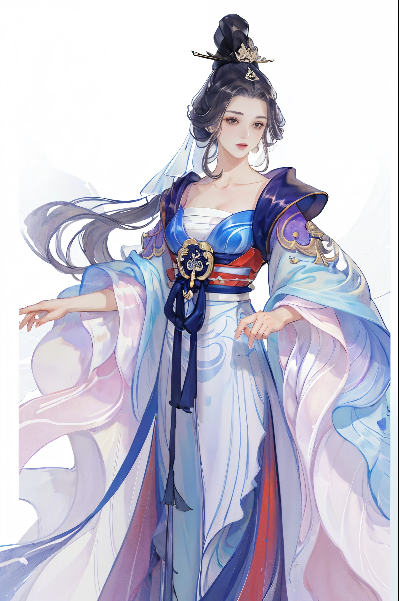 Best quality, 超高分辨率, (((1 girl))),(cabelos preto e longos), game fairy, old palace, Hanfu, yarn, flowing gauze, jewely, (focal), (((Colorful))),(sketching:0.8) , tmasterpiece, Best quality, beautiful painted, meticuloso,(Denoising:0.6), The very detailed, (tmasterpiece, Best quality) CG unified 8K wallpaper,tmasterpiece,Best quality at best,ultra - detailed), ultra HD picture quality