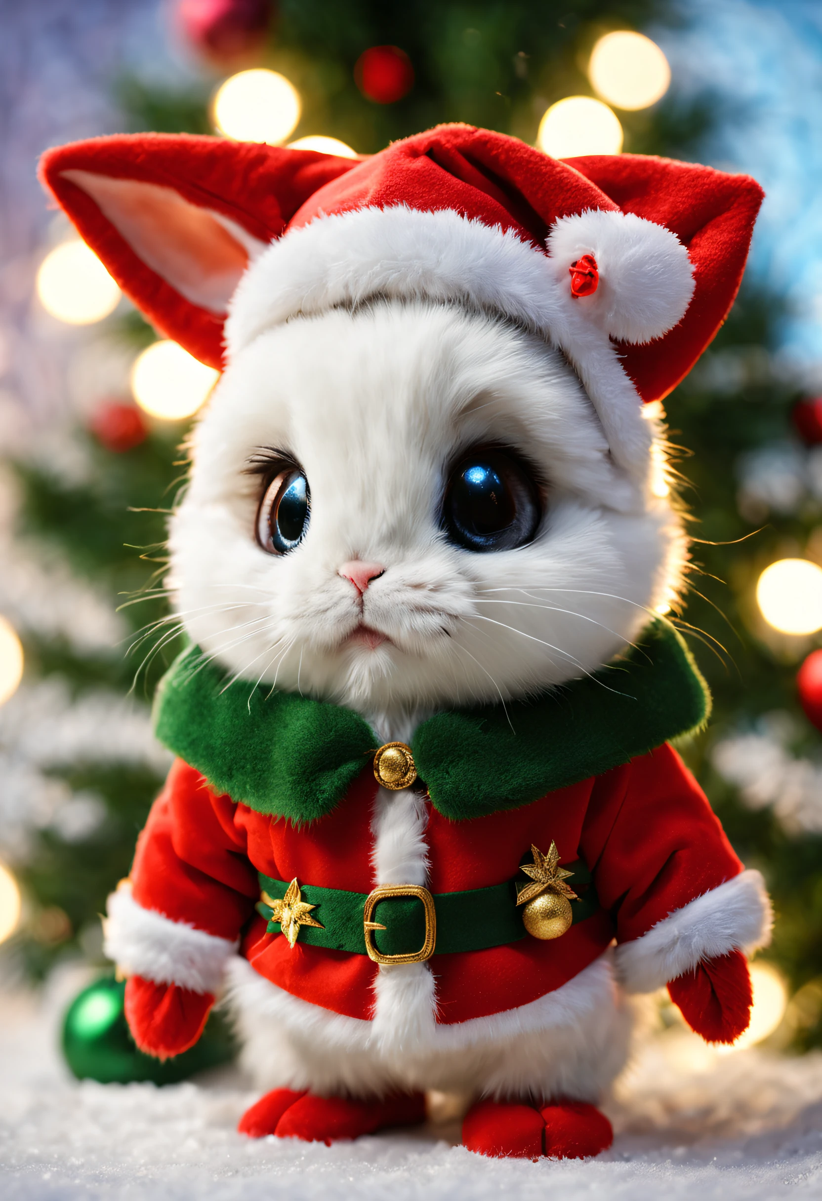 christmas,A little rabbit,Little bunny in Christmas costume,adorable rabbit,tmasterpiece,Oooooh, Oh, really,フォトリアリスティック,4K