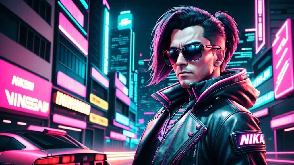 akudama drive style, a sigma men in sunglasses, synthwave art style, cyberpunk vibe, retrowave vibes, cyberpunk art style, mecanical face, bright cyberpunk glow, synthwave art style, cyberpunk vibes, Intricately Detailed Splash Art Triadic Color Trend Artstation Unreal Engine 5 Volumetric Lighting, Gothic , High resolution, close-up, ambient light, Nikon 15mm f/1.8G, by GIlSam-paio octane rendering depicting innovation and truth, full body, 8k, by Lee Jeffries, Alessio Albi, Adrian Kuipers, glamour, intricate detailed environment, lace, smudges , dark watercolor background, masterpiece, ornate, depth, 80's
