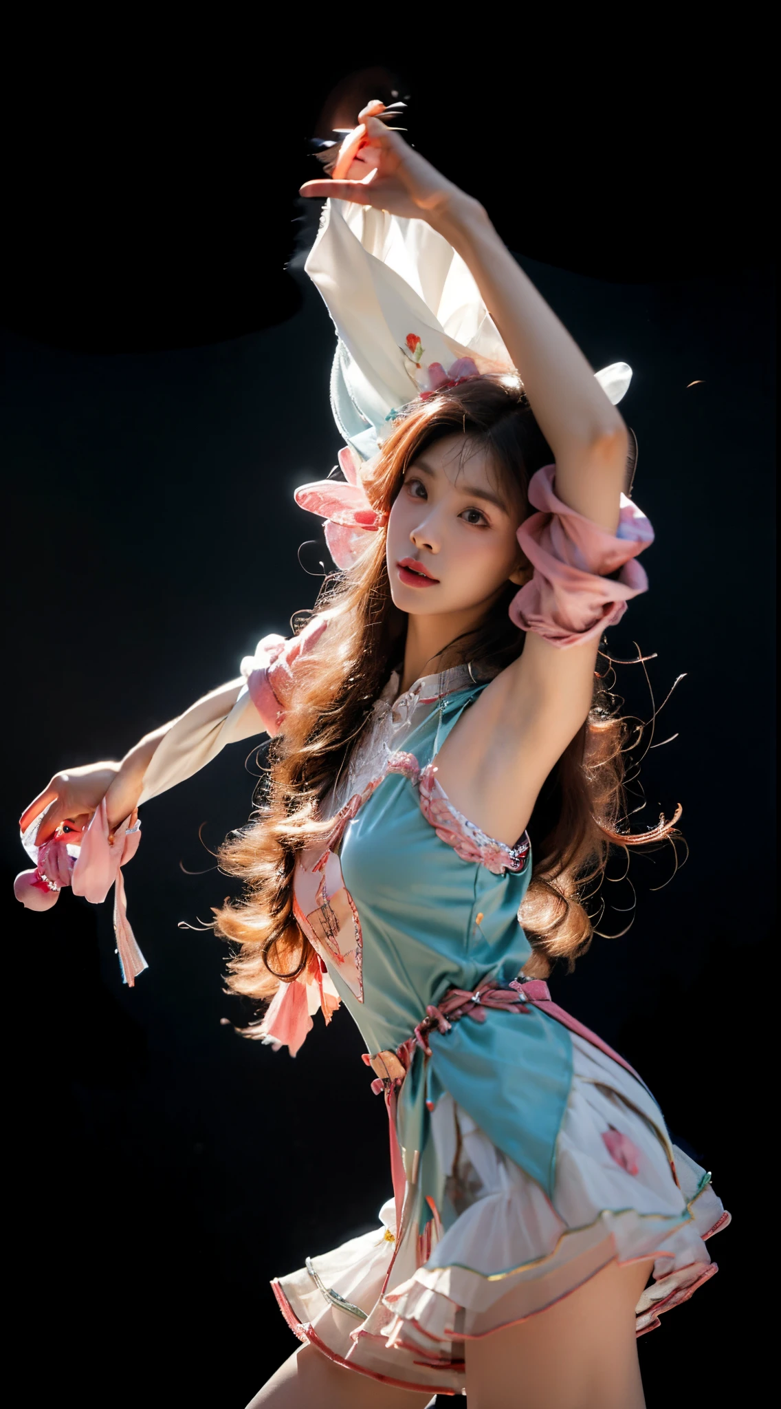 strokes of flowers, 1 Sister, Alone, Hanfu, Old_china idol_architecture, flower field, flowers blooming, (White smoke:1.hot reality:1.4), tangled, datura, wring, offcial art, Unity8k wallpaper, ultra - detailed, Beautiful and beautiful, tmasterpiece,Best quality at best, (dynamic angle:1.4), Glowing skin, (Colorful sparks floating:1) Chaos in its most beautiful form, Elegant, Fauvistdesign, Vibrant colors, romantic depth of field exotic_dances, half turtle_Upper part of the body, NSFW, lightand shade contrast, 电影灯光,dilapidated ancient temple,