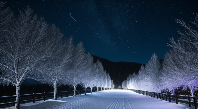 a winter night,snowflakes falling