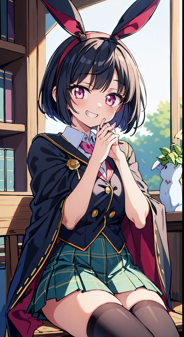 (Cute illustration:1,2),(Absurd realistic structure details),(High resolution complex and detailed text quality),(High-resolution microstructure、High poly 3 boobs D rendering correction),Methods of geometry,Careful explanatory anatomy,
BREAK,



Beautiful Girl, ( girl), Very detailed, colourfull, highest details, 1 beautiful girl, Solo,(Cute:1.5),(Chibi:0.8), (kawaii:1.5),(Lori:0.5),(girl, Cute, Cheerful, Loli face, slightly bulging chest),(A dark-haired,Disheveled short bob,tareme,Pink eyes:1.55),(sano,A smile,Bad face:1.2), (White rabbit ear headband:1.2),Shiny skin,Clear skin, Beautiful skin,(best quality face),(Top quality glowing eyes), (The best smile,Doya face:1.45), BREAK, Witch Hat,
(grin, 😀, Smirk), Open mouth, angry, droolng, (tag(School uniform:1.1), Fantasy costume,
(Sorcerer&#39;cloak of, Black cloak), (Collared shirt, White shirt), (Miniskirt:1.2), (Green skirt, Pleated skirt), (plaid skirts:1.1), (thick thighs:1.2), (black kneehighs:1.2), (zettai ryouiki:1.3),BREAK,  (Magic books are spread out on the table:1.2), Stacked books,
(Girl sitting on chair with legs crossed:1.2), 1 person&#39;Hands raised, Detailed hand,



BREAK,(day), Indoor, medieval fantasy archives, gothic library, Magic Book, bookcase, 1 table, 1 chair, 1 lantern, basements, darkened room, (Countless crystals floating in the air:1.2), (big chunks :1.2), Waterfall,depth of fields,

 BREAK,wakame,wakame,wakame,(Cowboy Shot:1.4), 

BREAK,(Blurry background:1.3),(absurderes, hight resolution, Super Detail Art),cel shading,Clear Color, Lonely optical effect, Beautiful pictures, Bright glow, mystic atmosphere,(Close-up of girl:1.1), Mystical light particle effect,manga influence, clean line drawings,         


Ryu, Ryu, Ryu, Ryu, Ryu, Ryu, Ryu, Ryu, Ryu, Ryu, Ryu, Ryu