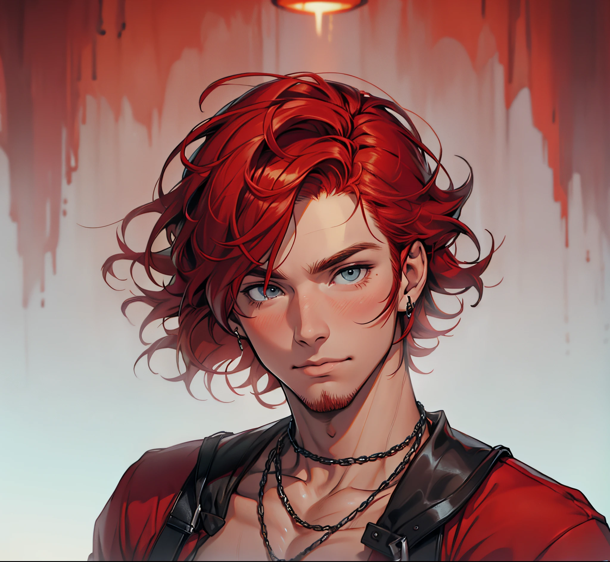 (((Red-haired Man 22 years old..))). red hair, slightly wavy. Skin Fair, with a slight blush on his face, Celtic phototype