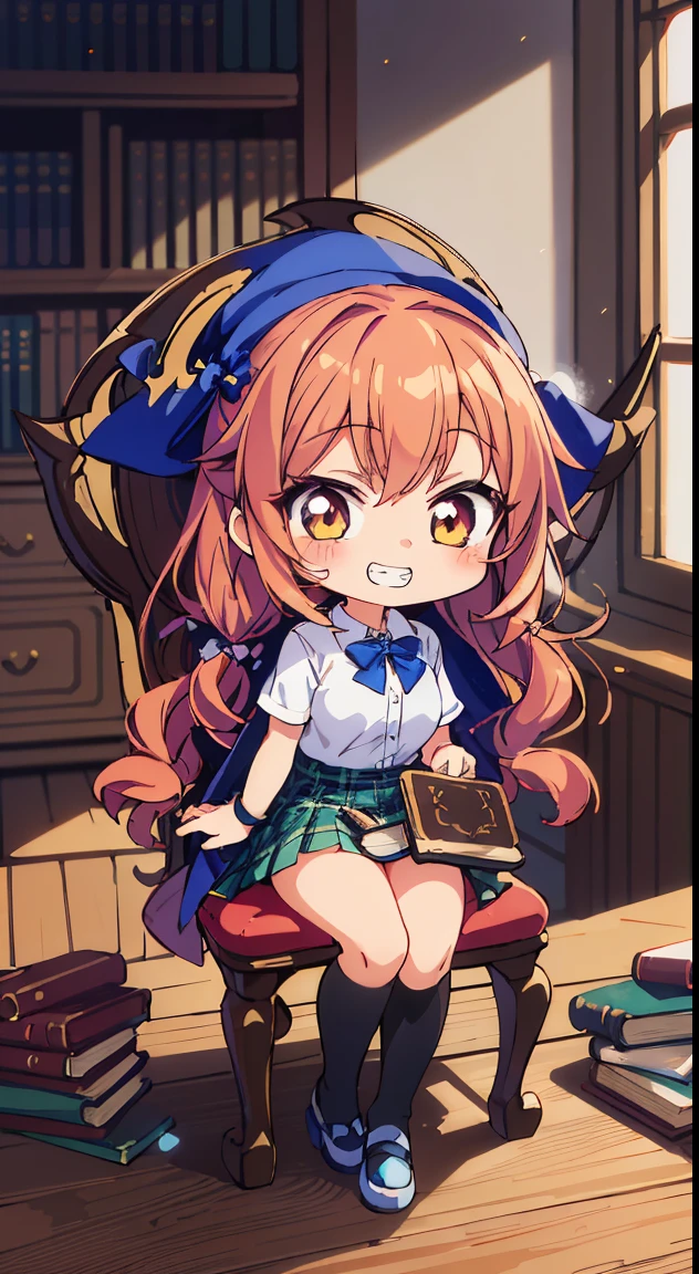 (Cute illustration:1,2),(Absurd realistic structure details),(High resolution complex and detailed text quality),(High-resolution microstructure、High poly 3 boobs D rendering correction),Methods of geometry,Careful explanatory anatomy,(chibi,full body:1.6),
BREAK,



1girl in, (Cute:1.5),(Chibi:0.5),(kawaii:2.0),(Lori:2.0),(7 year old girl),(Solo:1.65),BREAK, (flat chest:1.2,), Clear skin, Beautiful skin, Shy, One Beautiful Girl,(Hair Bow, reddish brown hair, Twin-tailed:1.2), (Brown eyes, long eyelashes, Double eyelids: 1.2), Shiny skin, gleaming skin,Clear skin, Beautiful skin,( A smile:1.5), Solo,gleaming skin, Clear skin, Beautiful skin(best quality face),(Top quality glowing eyes),  (The best smile,Doya face:1.45),  BREAK, Witch Hat,
(grin, 😀, Smirk), Open mouth, angry, droolng, (tag(School uniform:1.1), Fantasy costume,
(Sorcerer&#39;cloak of, Black cloak), (Collared shirt, White shirt), (Miniskirt:1.2), (Green skirt, Pleated skirt), (plaid skirts:1.1), (thick thighs:1.2), (black kneehighs:1.2), (zettai ryouiki:1.3),BREAK,  (Magic books are spread out on the table:1.2), Stacked books,
(Girl sitting on chair with legs crossed:1.2), 1 person&#39;Hands raised, Detailed hand,



BREAK,(day), Indoor, medieval fantasy archives, gothic library, Magic Book, bookcase, 1 table, 1 chair, 1 lantern, basements, darkened room, (Countless crystals floating in the air:1.2), (big chunks :1.2), Waterfall,depth of fields,

 BREAK,wakame,wakame,wakame,(Cowboy Shot:1.4), 

BREAK,(Blurry background:1.3),(absurderes, hight resolution, Super Detail Art),cel shading,Clear Color, Lonely optical effect, Beautiful pictures, Bright glow, mystic atmosphere,(Close-up of girl:1.1), Mystical light particle effect,manga influence, clean line drawings,         


Ryu, Ryu, Ryu, Ryu, Ryu, Ryu, Ryu, Ryu, Ryu, Ryu, Ryu, Ryu