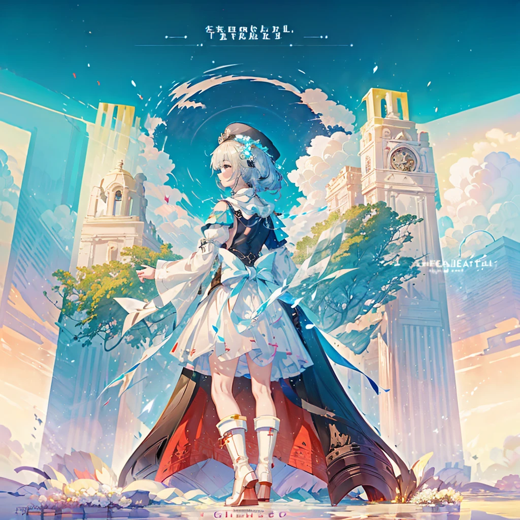 ((Best quality at best)), ((tmasterpiece)), ((ultra - detailed)), (illustratio), (detailedlight), (Extremely Delicately Beautiful),((manicured)),
unbelievable_absurd res,(Ray traching),The Gate of Time,traction
(signatures),(english text:1.5),((beautiful sky)),(scenecy),((mont)),(clouds),((naturey)),(Grassog)),(pinelorallod),
((Alone:1.8)),(1个Giant Breast Girl:1.8),(A beautyful girl),(((Full body photo))),((Permanent)),((facing away)),(+perfect hand+:1.21),(((Manteau blanc))),((Beautiful white dress+White knee-length boots)),((white cap)),(White scarf),(leg loops),(((Long white_the hair))),
(signatures),(english text:1.5),((beautiful sky)),(scenecy),((mont)),(clouds),((naturey)),(Grassog)),(pinelorallod)