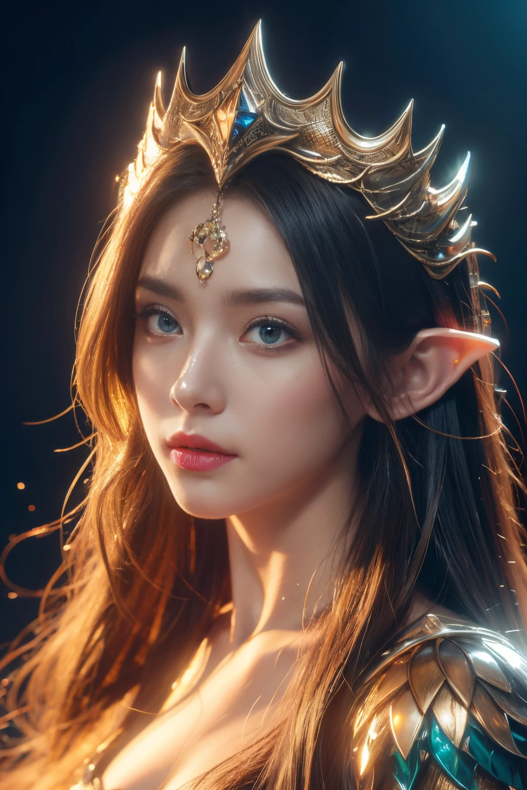 (Best quality, 4k, High-resolution, Masterpiece:1.2), Ultra-detailed, Realistic, Radiant lighting, Epoch Elves, Portraits, Fantastical colors, Fine art, Ethereal beings, Dreamlike, Whimsical creatures, Detailed facial features, Glowing eyes, Elven beauties, Ethereal glow, Mythical creatures, Harmonious composition, Dazzling colors, Stunning visual effects, Otherworldly appearance, Mesmerizing artistry,