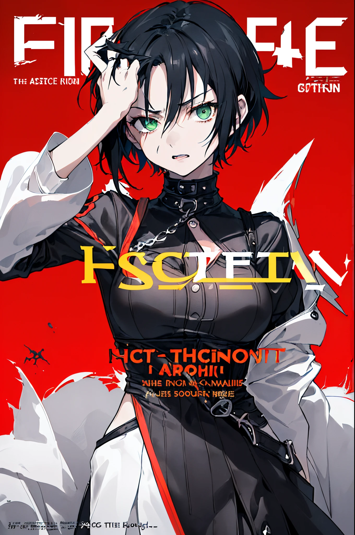 ((Highest quality)), ((masterpiece)), (Become familiar with), 1 girl, alone, Silver Hair,Brown Skin,Red eyes,Long trousers,Red sleeveless,((Red Shirt)),Clothes with a visible back, thin,thin,short hair,Small breasts, Erect nipples, gloves, cyber punk,sf