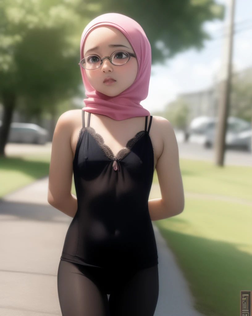 (((HIJAB MALAY GIRL))), masutepiece, High quality, UHD 32K, Realistic face, Realistic skin feeling , A Japanese Lady, 8 years old, ***********, Very cute and baby-like face, (((FLAT CHEST))), (MATRIX WORLD), ((look In front  at the camera and SADNESS)), (((***********))), (((CUTE GIRL))), ((PINK NIPPLES)), ((TRANSPARENT)), ((PINK LIPS)), ((LACE)), ((TRANSPARENT)), ((SPECTACLES)).