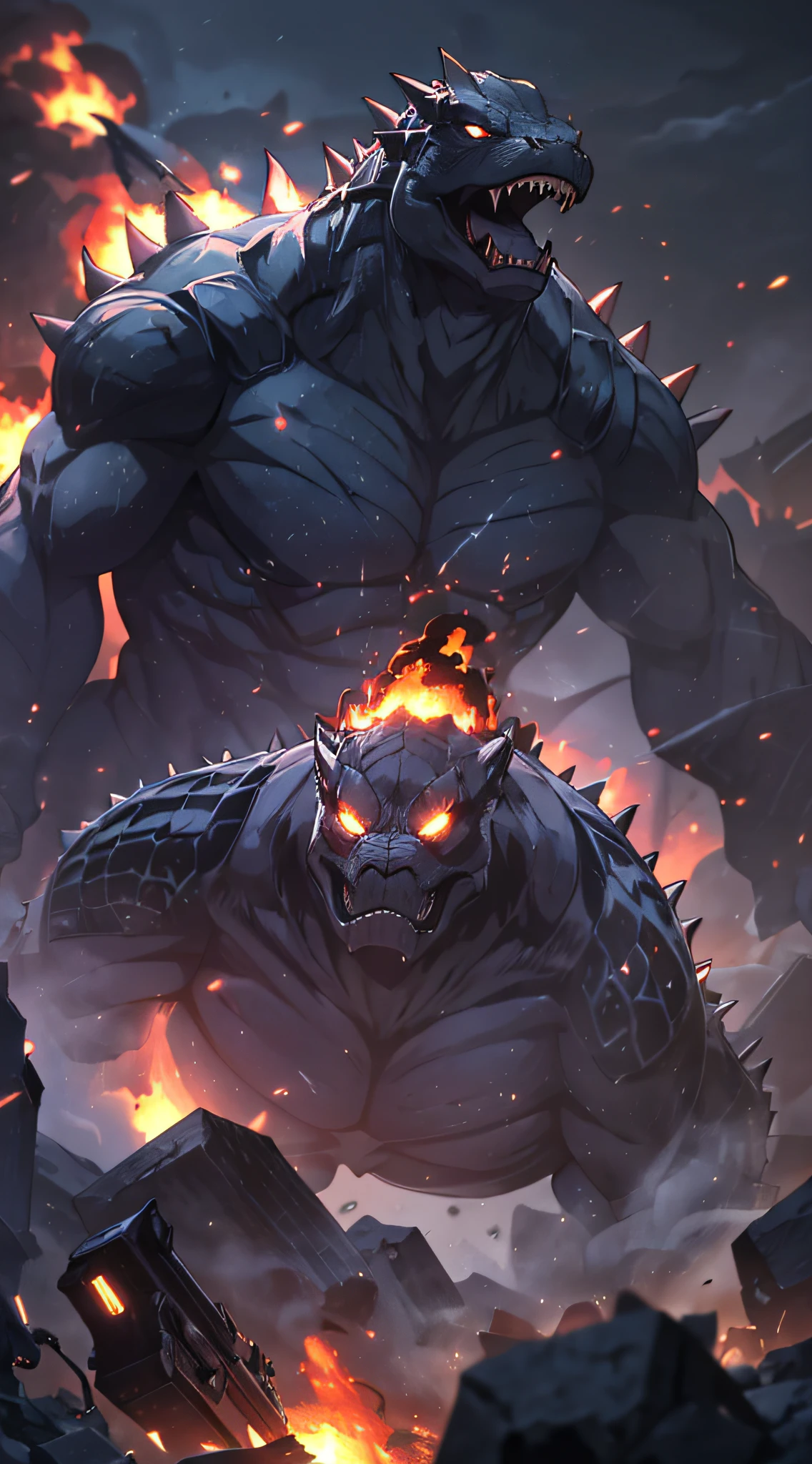 (((8-year-old boy))),Huge muscles,Huge penis,3boys,Crying and enduring the pain,Lots of drool and sweat,Demon body and large wings,Giant horns