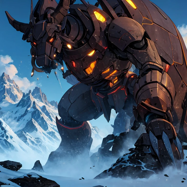 Hindu,mech,battledamage,mechanical,sci-fi,mountain,monsters,traditional