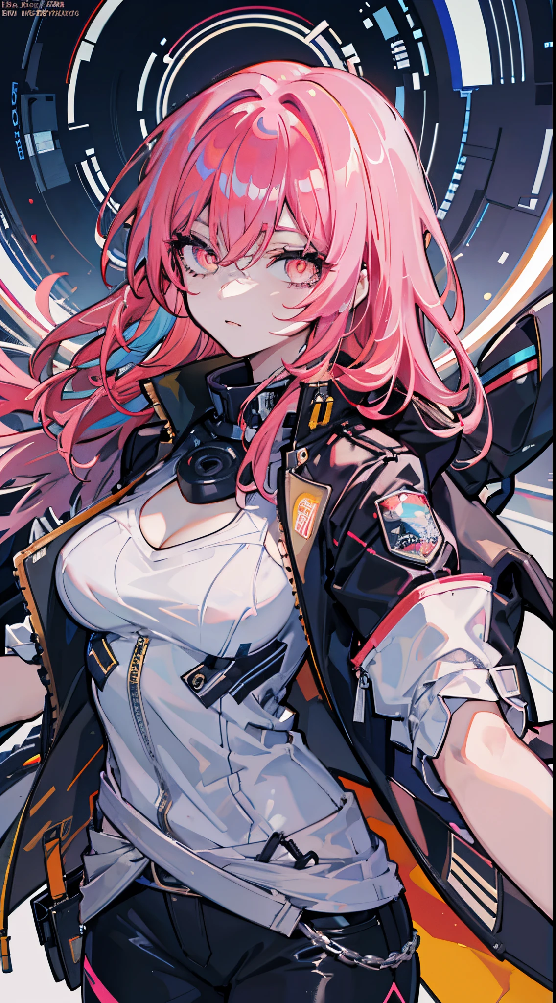 glowing eyes, colourful glowing hair, wearing sci-fi jacket, anime style, high detail, Futurism, glowing light, UHD, retina, masterpiece, ccurate, anatomically correct, textured skin, super detail, high details, high quality, award winning, best quality, highres