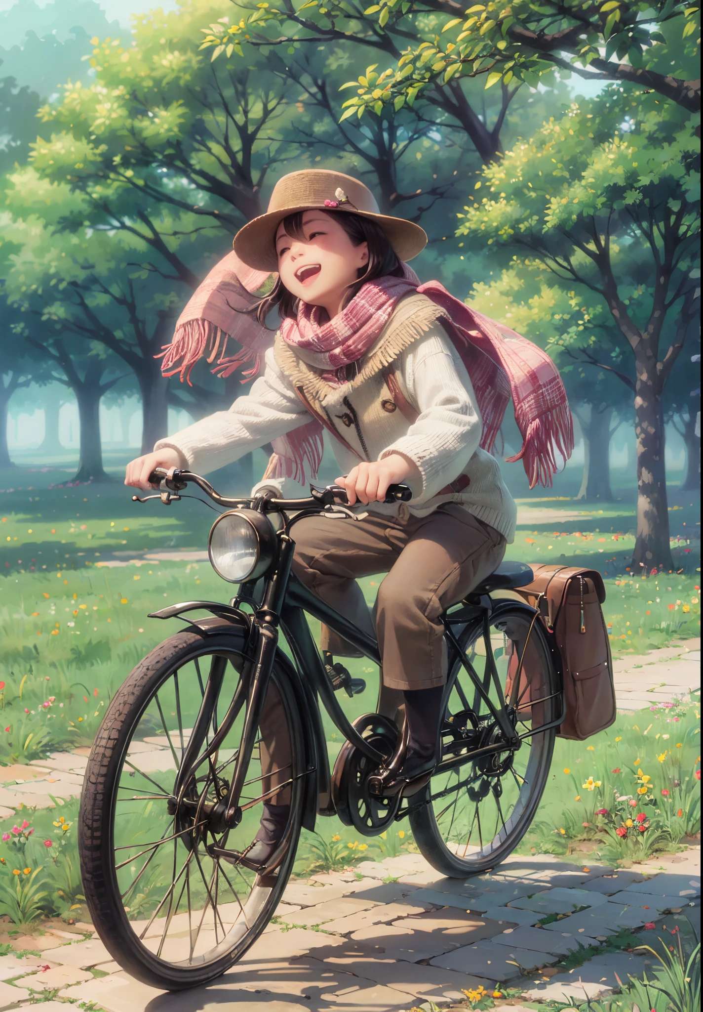 an image depicting a cute and cheerful Chinese toddler, joyfully riding and bouncing with a large ball, laughing gleefully. --auto --s2