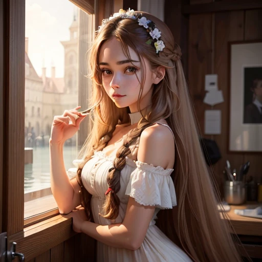 a beautiful gril,real,long hair