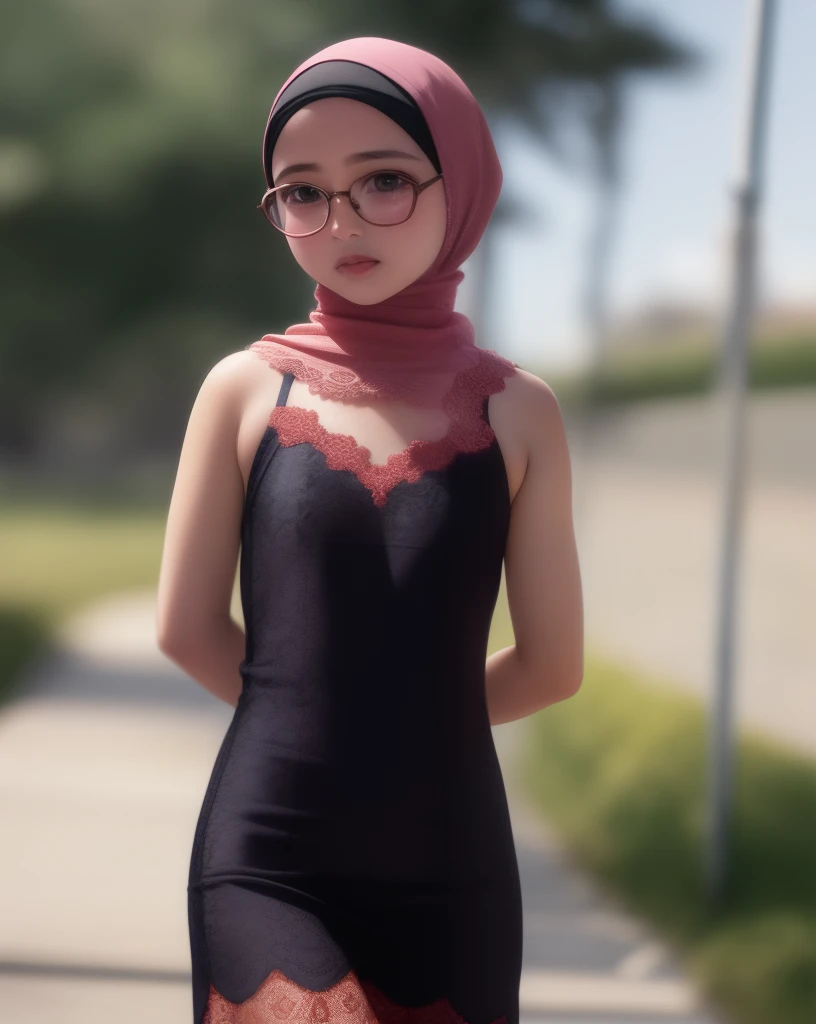(((HIJAB MALAY GIRL))), masutepiece, High quality, UHD 32K, Realistic face, Realistic skin feeling , A Japanese Lady, , Little Girl and baby-like face, (((FLAT CHEST))), (MATRIX WORLD), ((look In front at the camera and SADNESS)), (((LITTLE GIRL))), (((CUT((TRANSPARENT)), ((RED LIPS)), ((LACE)), ((TRANSPARENT)), ((SEXY DRESS)), ((SPECTACLES)).