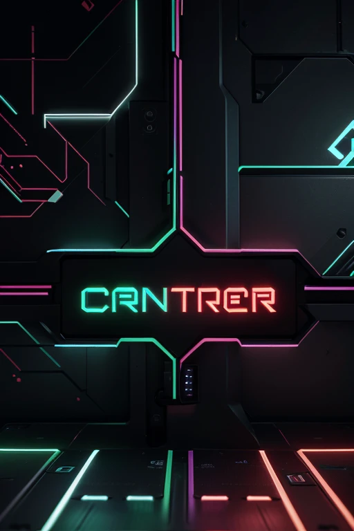 letra C em forma de engrenagem, with electronic board circuits emerging from it. As cores devem ser RGB Neon. Com design futurista.
Below the letter C the name “CYBER”, below it “COMPONENTS”, and below a strip in RGB colors the length of the word “COMPONENTS".