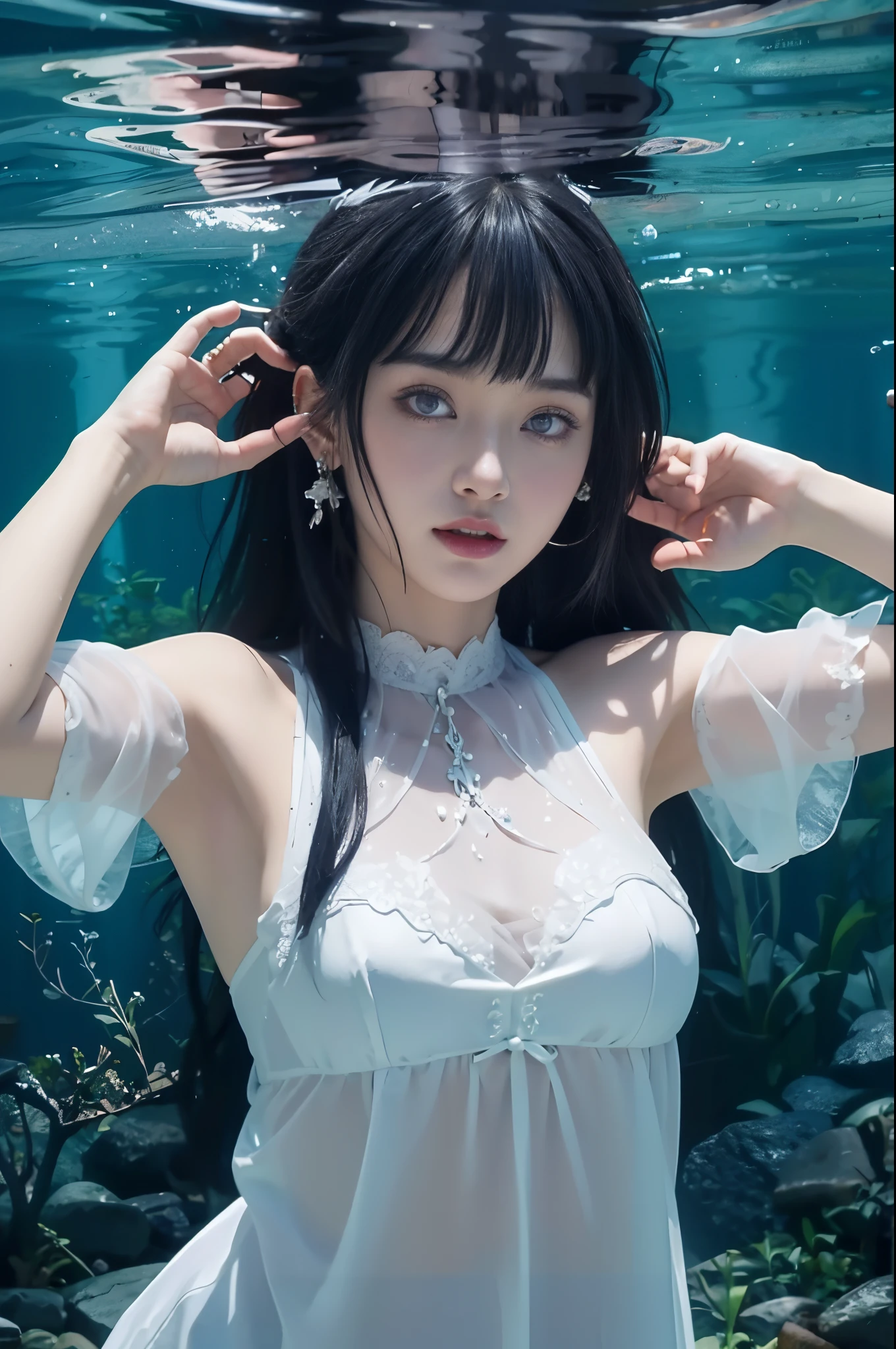 photorealistic, high resolution, soft light,1women, solo, hips up, shinning skin, (detailed face), jewelry, tattoo , Hinata, beautiful face, detail face, realistic face, purple eyes, detail eyes, realistic eyes, pink lips, realistic lips,Best Quality, Masterpiece, Ultra High Resolution, (Realistic: 1.4), Original Photo, Side Light, Fine Beautiful Eyes: 1.2, Masterpiece* Portrait, Realism, 1 Girl, Ultra Detailed , perfeck ,Hinata Hyuga ,photo realistic,anime realistic,realisticstayl,Korean school uniform,Summer uniform shirt,Ribbon Ties,White miniskirt,School Classroom,school stairs,Chest thrust pose,(the breasts are large),8K raw photos,A high resolution,cool Korean at 16 years old,very large round breasteautiful eyes in detail,long eyelasher,beautiful double eyelid,eye shadows,eyes liner,Cut Eyes,Elongated eye shape,Sanpaku eyes,evilsmile,Evil expression, Beautiful very thin legeautiful very thin thighs,Random short hair,Hair tied behind the head,large circle earrings,(Short messy hair),(Crystal necklace)With gray eyes(with black curled hair)(Close-up),(Wrapped feeling)(High illumination)(Gorgeous lipace macro))