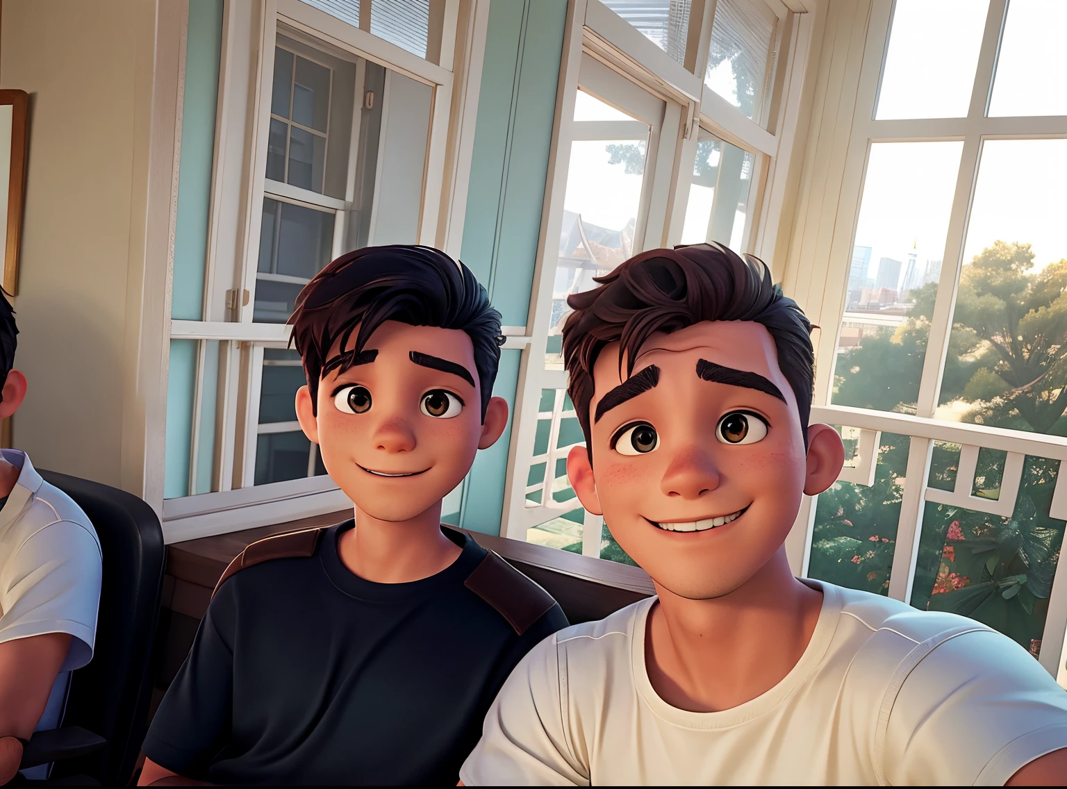 there are two men sitting next to each other on a porch, pablo carpio and jordan grimmer, bowater charlie and brom gerald, selfie photo, two young men, ruan jia and brom, taken with the best dlsr camera, with a twin, josan gonzalez and tyler edlin, taken on go pro hero8, selfie