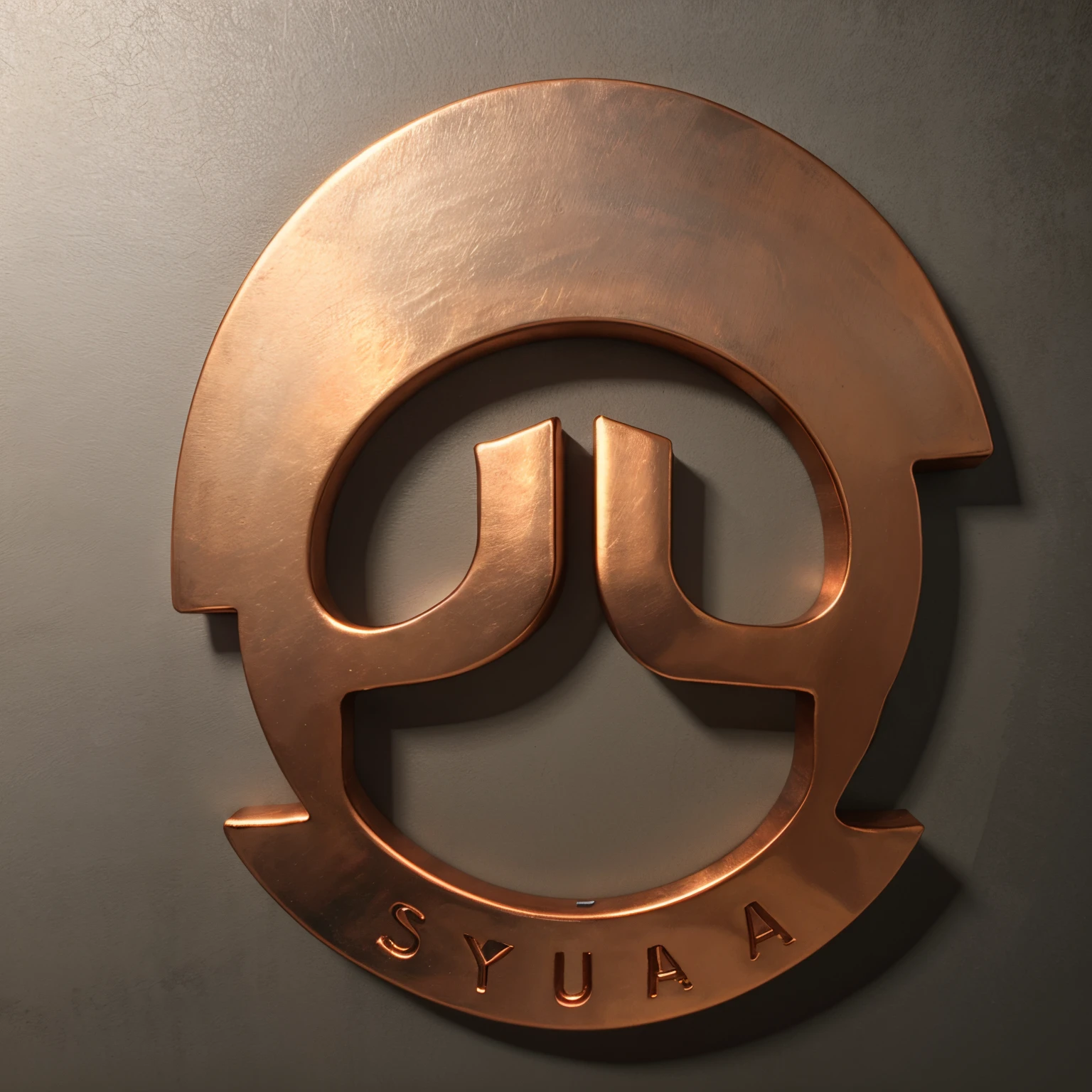 3D text name " my Syuhada" in logo using Copper , gray, minimal, abstract. realistic.