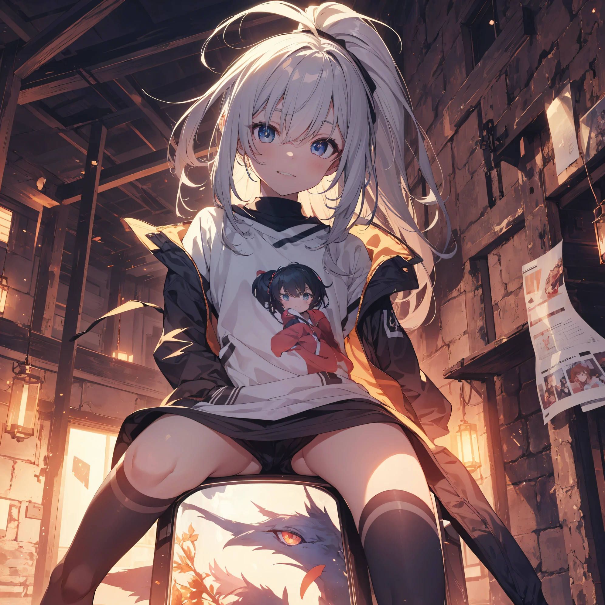 I went to the dungeon。best god quality, Ultra-detailed, anime moe art style,Best Anime 8K Konachan Wallpapers,Pixiv Contest Winner,Perfect Anatomy, (Please draw a picture of a Tom girl wearing round glasses going on an adventure..),BREAK, 1girl is Tom Girl, a beautiful adventurer who wears round glasses., (Solo,Lori,,13yea.3), (Silver Ponytail), Full limbs, complete fingers,Small breasts, Small butt, groin, Small eyes,Beautiful detailed eyes,Well-proportioned iris and pupils,Happy eyes, Cool hat, Tank top, Short shorts,牙,Smile, in the dungeon. BREAK,High resolution,super detailed skin, Best lighting by professional AI, 8K Illustration,