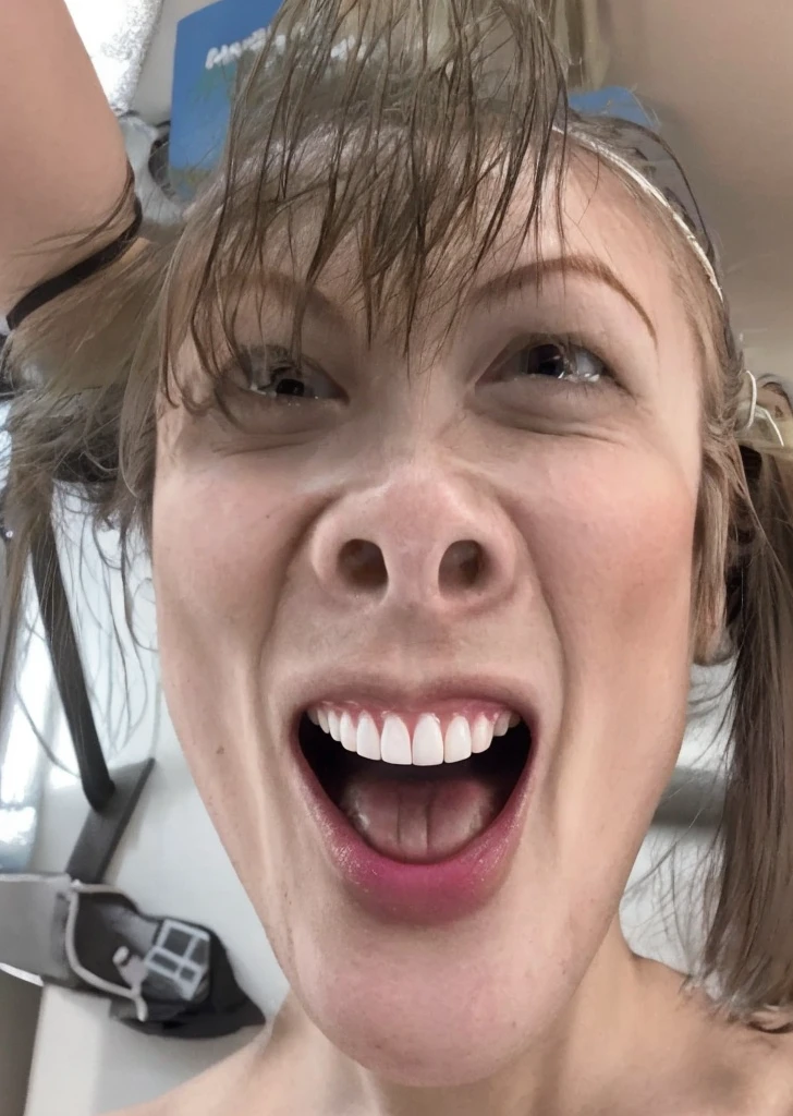 (best quality, Ultradetailed:1), young girl, upper body, front lighting, front pov,open mouth
