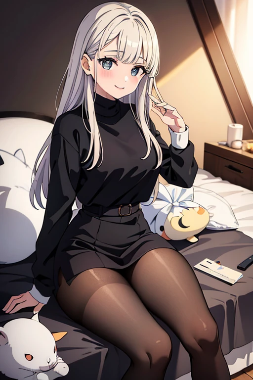 dedo nos labios, orelhas de gato, bela jovem usando meias pretas com saia curta, belos olhos, black tights beautiful smile , morena, morena, cabelos curtos sueter branco curto,usando oculos