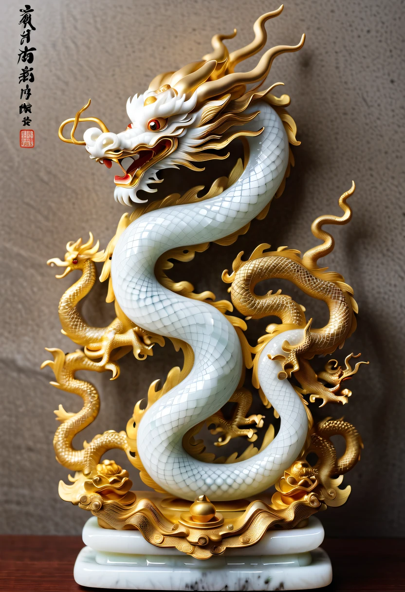 dragon scale，faucet，Chinese totem dragon，scale，china idol，Ancient divine beasts，White jade moiré，A symbol of imperial power，golden dragon seal