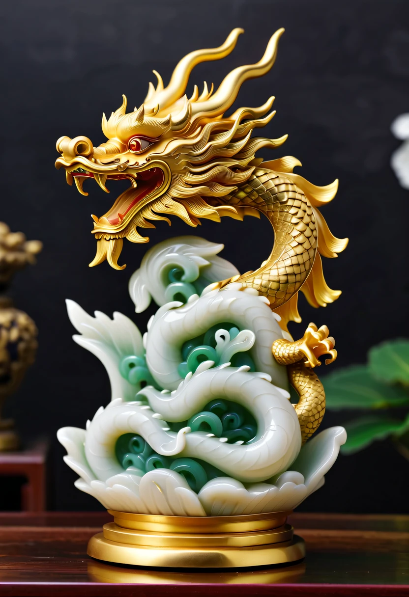 dragon scale，faucet，Chinese totem dragon，scale，china idol，Ancient divine beasts，white jade，A symbol of imperial power，golden dragon seal