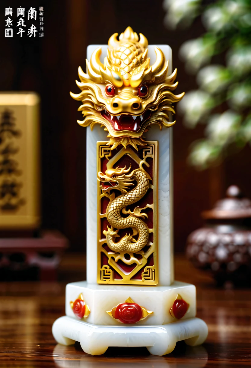 dragon scale，faucet，Chinese totem dragon，scale，china idol，Ancient divine beasts，White jade square seal，A symbol of imperial power，golden dragon seal
