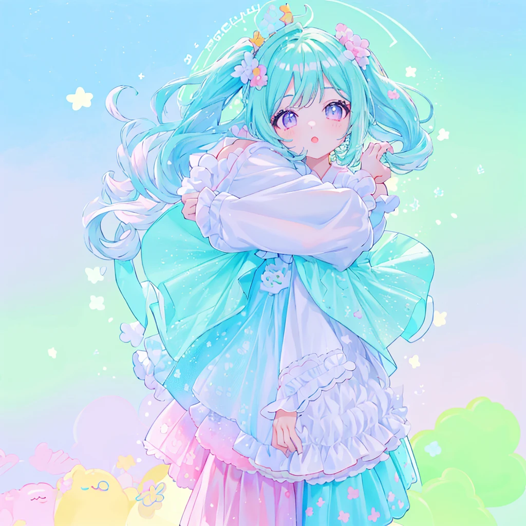 master part, (2meninas e 2meninas e 2meninas e 2meninas no piquenique), idolmaster, olhos grandes, Kawaiitech, kawaii, fofo, pastels colors, best quality, Feliz, Fundo profundo, symmetric, bowed head, 夏天