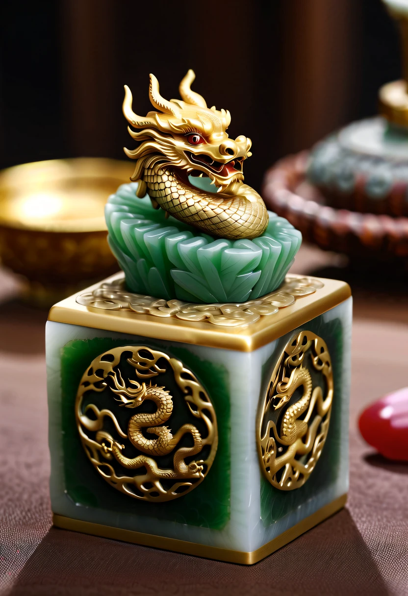 dragon scale,faucet,Chinese totem dragon,scale,china idol,Ancient divine beasts,Jade square seal,Square seal,A symbol of imperial power,golden dragon seal