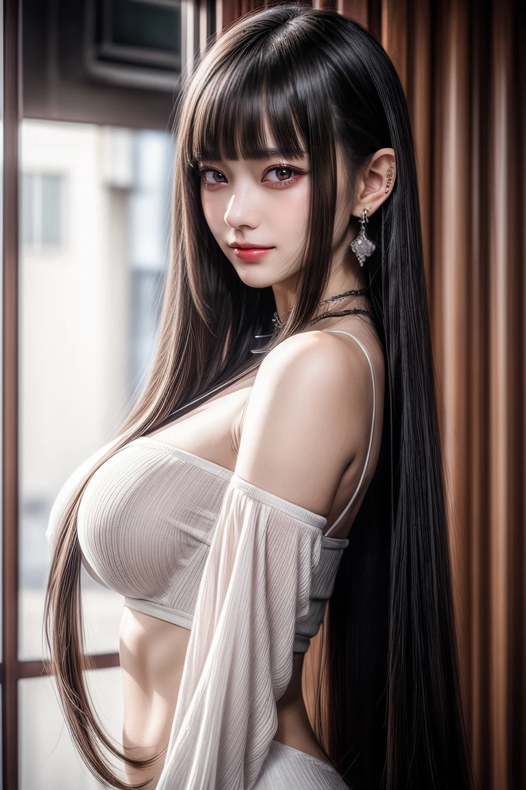 Simple White Background,

blue dress,navel, necklace, detached sleeves, cleavage,

earrings, jewelry,Gem, long pointy ears, , elf,

blue hair,blue eyes ,hair between eyes,Bangs,long hair,hair ornament, hair bobbles,

1 girl, 20yo,Young female,Beautiful long legs,Beautiful body,
Beautiful Nose,Beautiful character design, perfect eyes, perfect face,expressive eyes,perfect balance,

looking at viewer,(Focus on her face),closed mouth, (innocent_big_eyes:1.0),(Light_Smile:0.3),

official art,extremely detailed CG unity 8k wallpaper, perfect lighting,Colorful, Bright_Front_face_Lighting,White skin,
(masterpiece:1.0),(best_quality:1.0), ultra high res,4K,ultra-detailed,
photography, 8K, HDR, highres, absurdres:1.2, Kodak portra 400, film grain, blurry background, bokeh:1.2, lens flare, (vibrant_color:1.2),professional photograph,

(Beautiful,large_Breasts:1.4), (beautiful_face:1.5),(narrow_waist),
(((((()))))),17 agee,(((Blngs, princess bangs))), (((Very heavy,very voluminous bangs:1.1))),(((Very long, Very heavy,Very voluminous side locks:1.1))),, hime-cut, Hairstyle with straight bangs, Round face with dull bangs, dull with long hair、Bangs are cut straight,