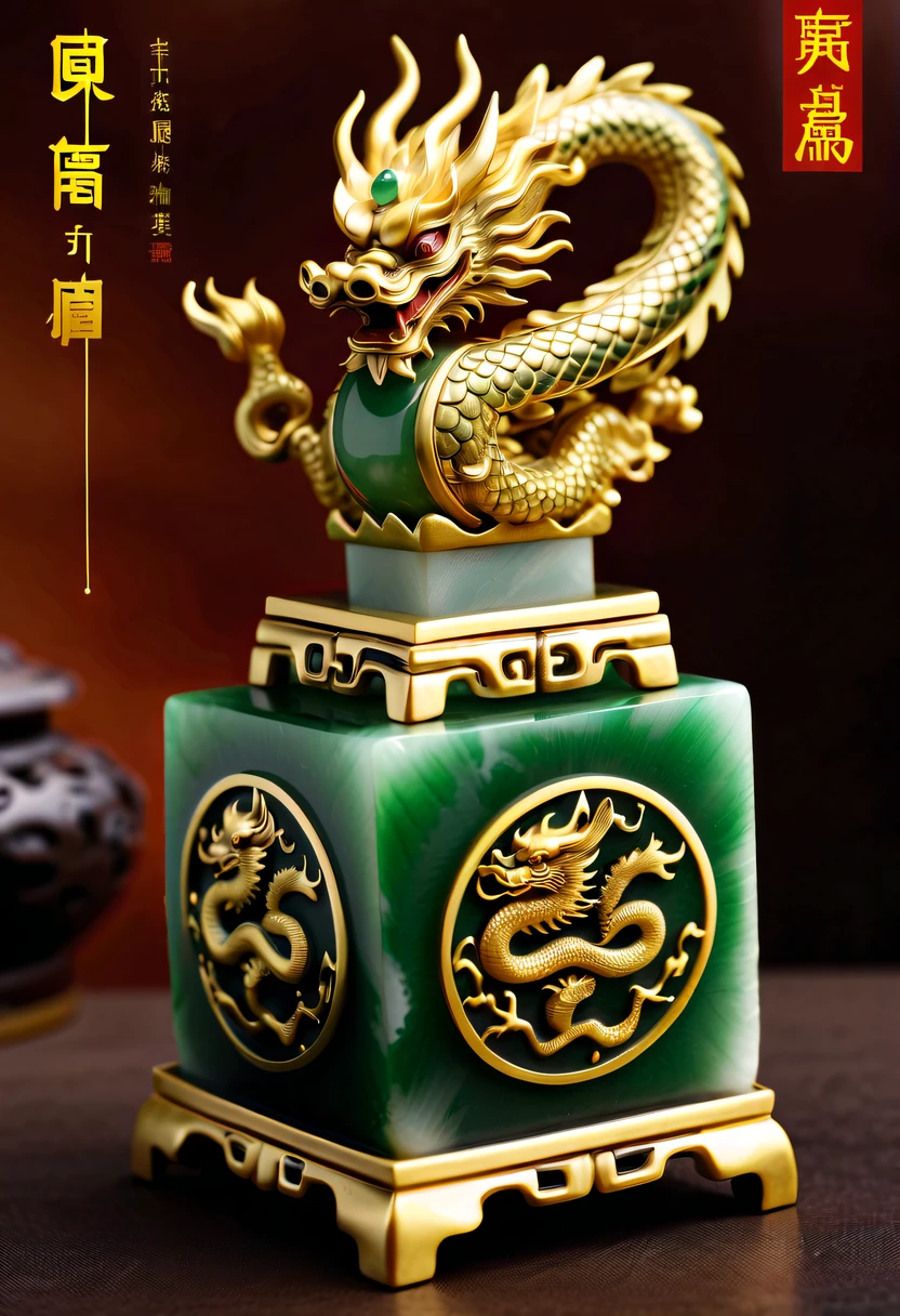 dragon scale,faucet,Chinese totem dragon,scale,china idol,Ancient divine beasts,Jade square seal,Square seal,A symbol of imperial power,golden dragon seal