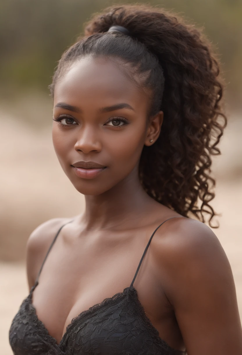 ((Dark African skin, Very deep ebony skin)), ((Its beauty undeniable)), ((Excited cute face)), ((Full Body, naked)), ((Ultra-detailed perfect eyes)), ((Seductive )), sexy, ((African long curly African ponytail)), ((dehors, Villes publiques)), Sharp Focus CGI, photoreallistic, High detail, Realstic, Masterpiece, absurderes, Best quality, Hdr, High quality, K HD, Extremely detailed, 8k wallpaper, Intricate details, 8K UHD, Full-HD, (photo realist:1.2), contraste, Dazzling lights, lighting cinematic, natural lighting, hard light, Backlit lighting, Illumination globale, Occlusion environmental nsfw, full body picture, sitting on a beach