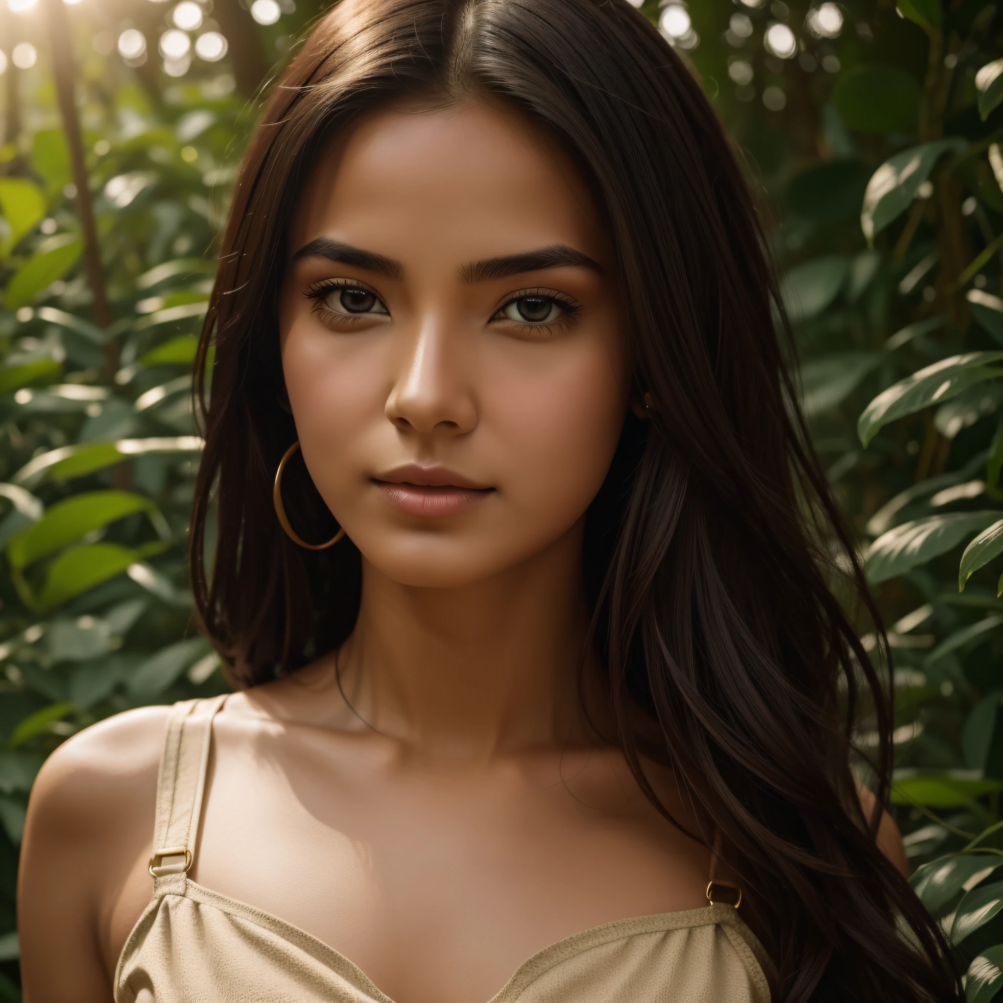 Natural photography of a beautiful girl, wearing a loose crop top, leaning over, long flowing hair, big bust, locks eyes into the camera, symmetrical eyes, symmetrical face, photorealistic, photography, path tracing, specular lighting, volumetric face light, path traced hair, visible shadows, intricate, elaborate