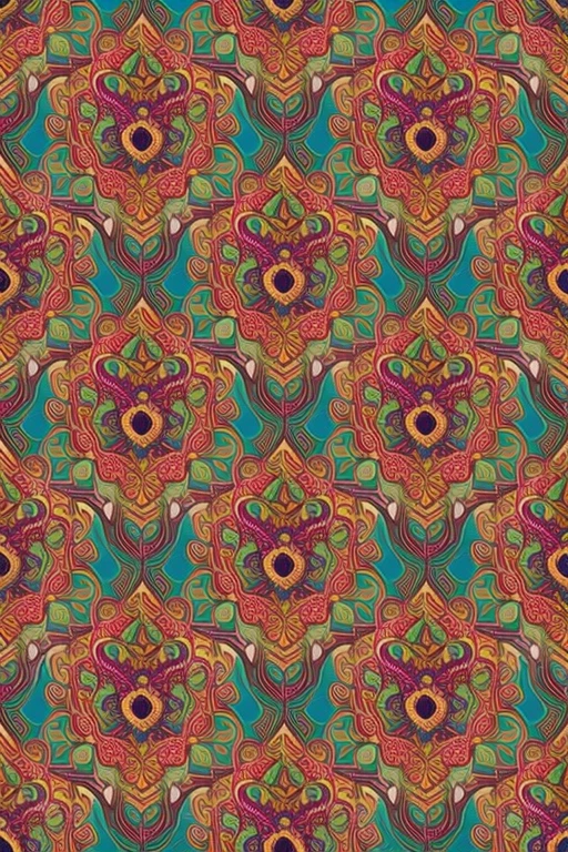 seamless pattern, tapestry, intricate, full of detalis, colorful